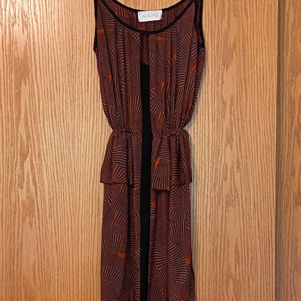 A.L.C. Anna silk georgette fan print dress size M